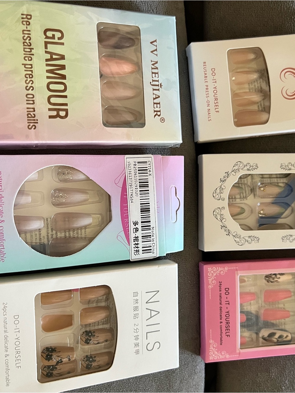 Glamour Neutral Pink, Nude & Glitter Press-On Nail Sets